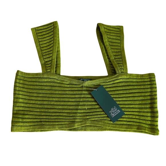 Wild Fable Women's Green Apple Ribbed Sweater Tiny Bra Top - Size XXS - NWT - Picture 1 of 7